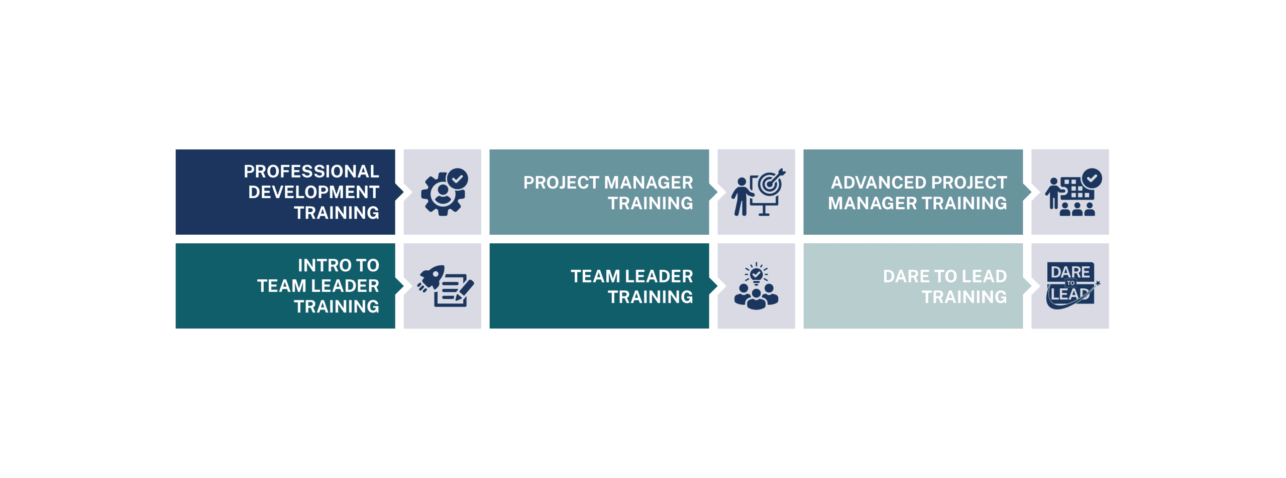 Halff's career development progression graphic of trainings offered 2025